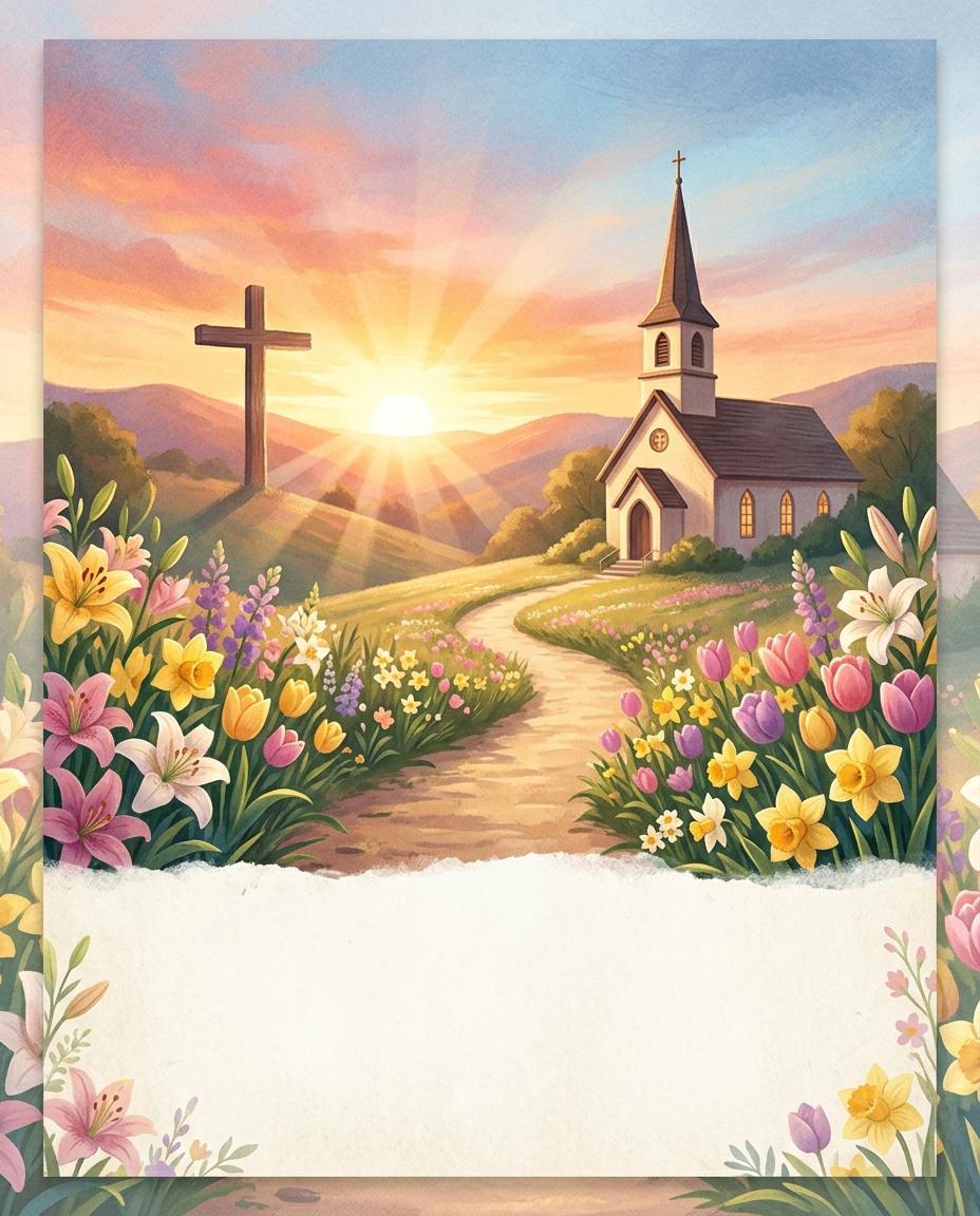 Easter seasonal church bulletin and background example