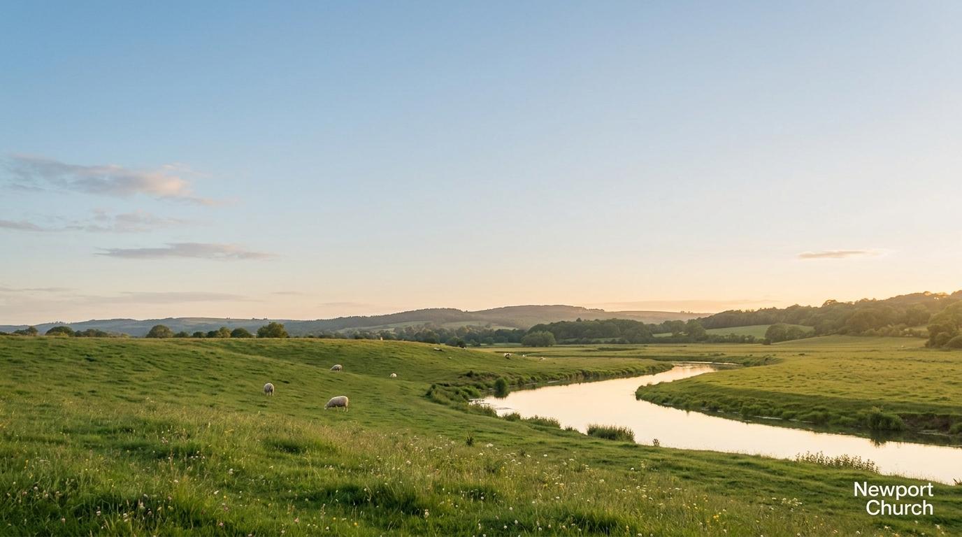 Pastoral landscape example graphic suitable for sermon series and worship slides