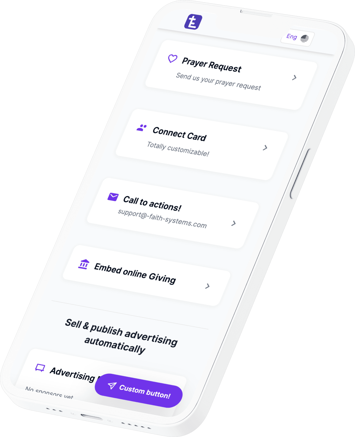 Phone showing a digital church bulletin