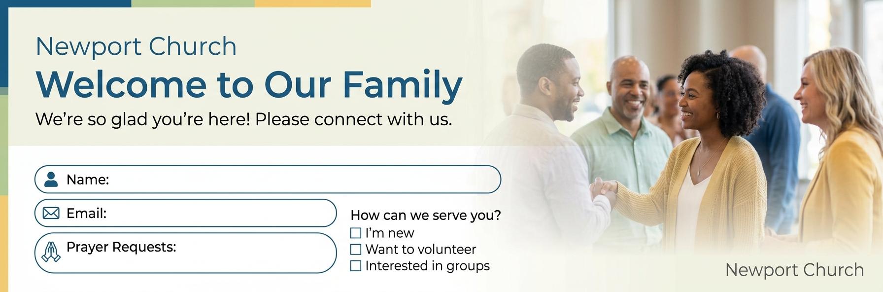 Warm welcoming church graphic example for pastoral care shares